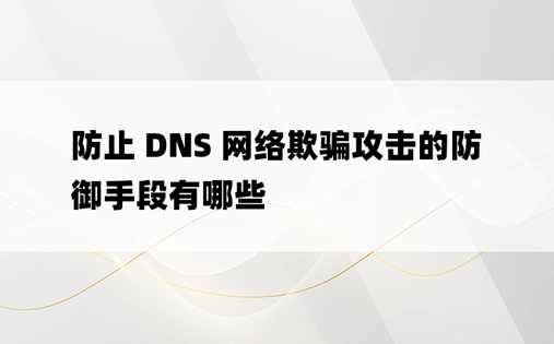 防止 DNS 网络欺骗攻击的防御手段有哪些