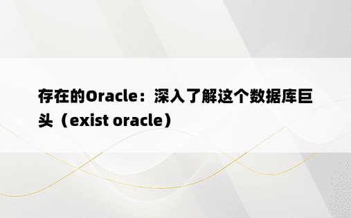 存在的Oracle：深入了解这个数据库巨头（exist oracle）