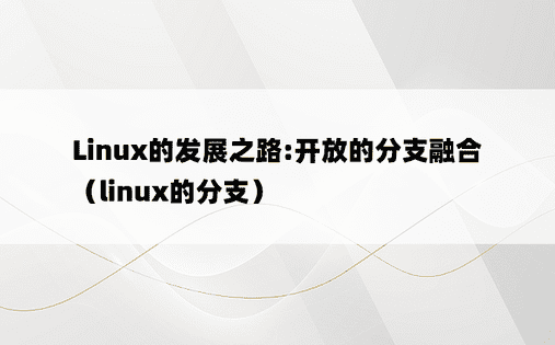 Linux的发展之路:开放的分支融合（linux的分支）