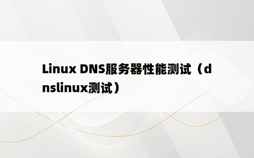 Linux DNS服务器性能测试（dnslinux测试）