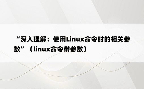 “深入理解：使用Linux命令时的相关参数”（linux命令带参数）