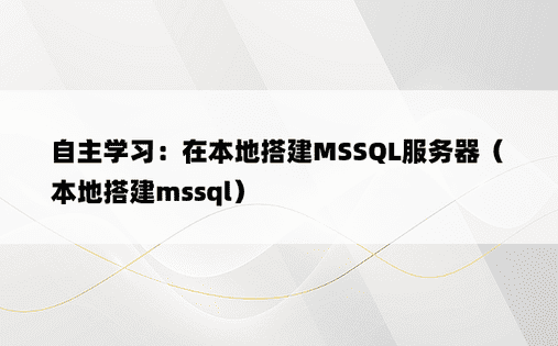 自主学习：在本地搭建MSSQL服务器（本地搭建mssql）