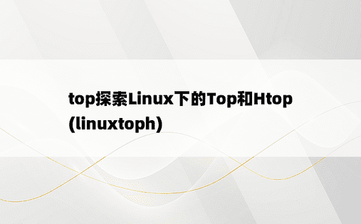 top探索Linux下的Top和Htop(linuxtoph)