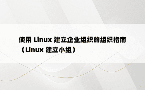 使用 Linux 建立企业组织的组织指南（Linux 建立小组）