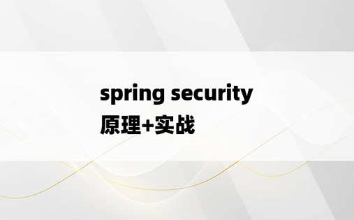 spring security 原理+实战