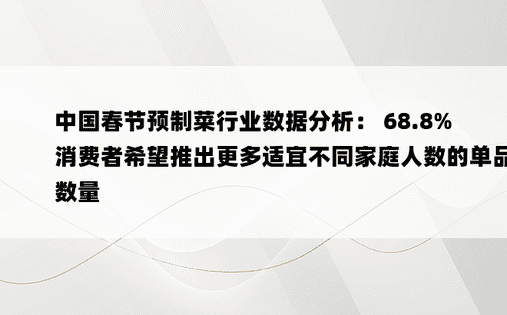 中国春节预制菜行业数据分析： 68.8%消费者希望推出更多适宜不同家庭人数的单品数量