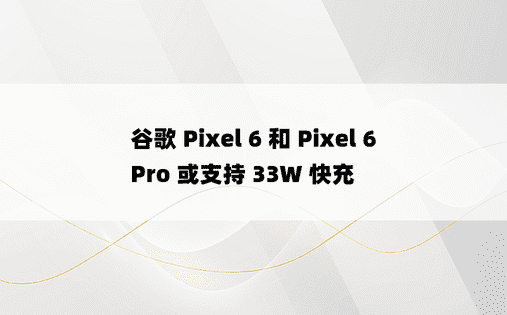 谷歌 Pixel 6 和 Pixel 6 Pro 或支持 33W 快充 