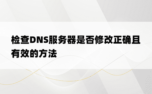 检查DNS服务器是否修改正确且有效的方法