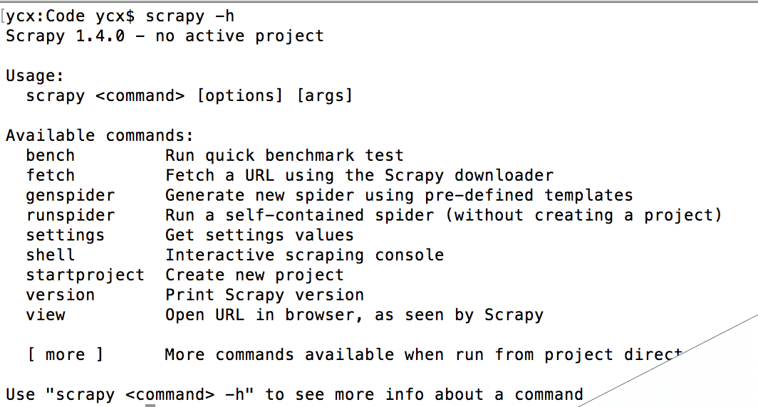Python爬虫框架Scrapy常用命令总结