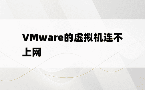 
VMware的虚拟机连不上网