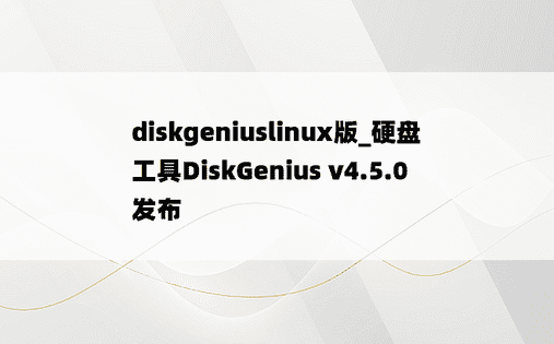 
diskgeniuslinux版_硬盘工具DiskGenius v4.5.0 发布