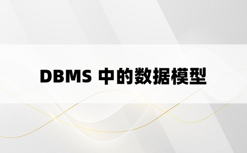 DBMS 中的数据模型
