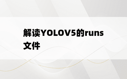 解读YOLOV5的runs文件
