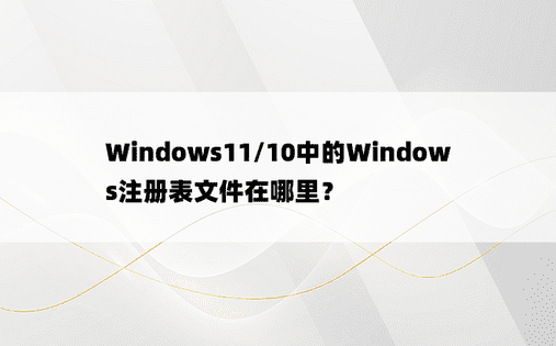 Windows11/10中的Windows注册表文件在哪里？