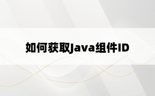 如何获取Java组件ID