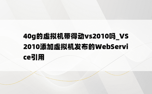 40g的虚拟机带得动vs2010吗_VS2010添加虚拟机发布的WebService引用