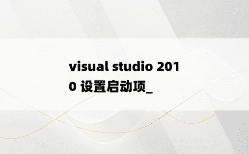 visual studio 2010 设置启动项_