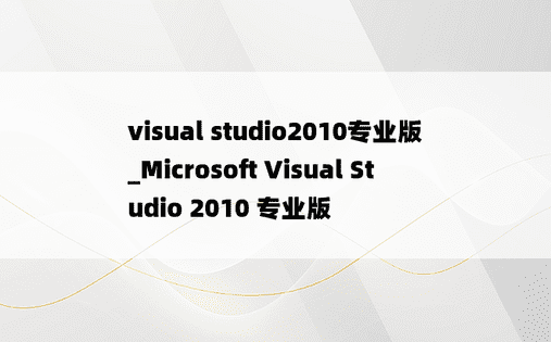visual studio2010专业版_Microsoft Visual Studio 2010 专业版