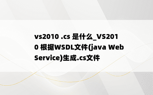 vs2010 .cs 是什么_VS2010 根据WSDL文件(java Web Service)生成.cs文件