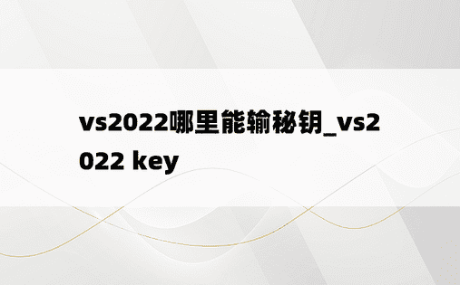 vs2022哪里能输秘钥_vs2022 key