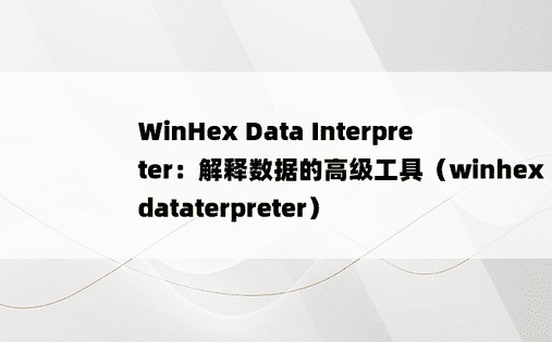 WinHex Data Interpreter：解释数据的高级工具（winhex dataterpreter）