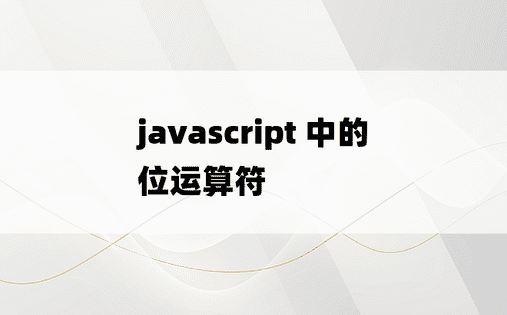 
javascript 中的位运算符