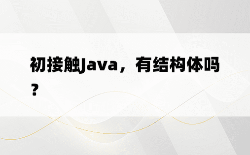 初接触Java，有结构体吗？ 