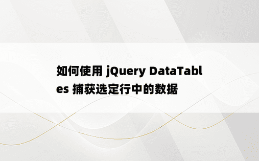 如何使用 jQuery DataTables 捕获选定行中的数据