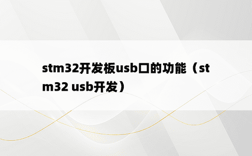 stm32开发板usb口的功能（stm32 usb开发）